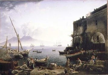 Vista de Nápoles, el malecón de Santa Lucía