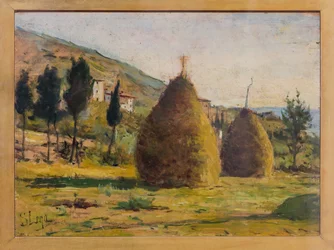 Pajares al sol, c.1890 (óleo sobre tabla)