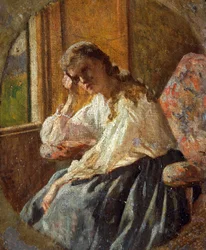 Estudio de figura femenina, por Silvestro Lega (1826-1895) (detalle de tríptico)