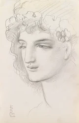 Estudio de una cabeza con guirnalda, 1867