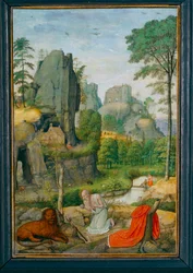Paysage avec saint Jerôme penitent et la guerison du lion - Paisaje con san Jerónimo penitente y la cura del león ...