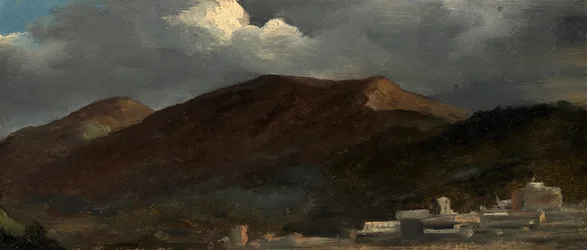 Humor de nubes a la luz de la luna en las montañas