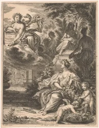 flora en un jardin Página de título para: Tielman van Bracht, Tuingedagten. En seis cursos, 1754