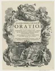 Minerva lauwert een jongeman conoció a bul Título de la página: J.G. Slegt, Oración en la que se afirma que Nimrod fue falsamente el padre de Nina (...), 1747