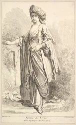 Mujer del Levante, del Recueil de diverses figures étrangères Inventadas por F. Bouc..., siglo XVIII