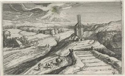 Paisaje montañoso con un molino de viento Diferentes paisajes (título de la serie) Topographia variarum regionum (título de la serie)