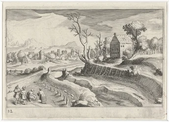 Paisaje montañoso con una capilla Paisajes del sur de Europa (título de la serie) Topographia variarum regionum (título de la serie)