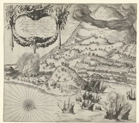 Victoria de los holandeses sobre los portugueses en Tidore (lámina de la izquierda), 1605