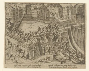La Furia Española: los habitantes huyen por el Escalda, 1576