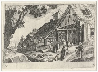 Paisaje urbano con la Adoración de los Reyes Magos