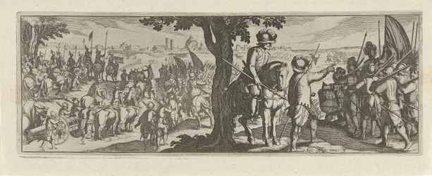 Twee soldaten onder een boom Caballería (título de la serie) Faecvnda lo que es la amada de Febo y la agradecida Florentia a los hombres de agudo genio, bastante lo muestran las pvgnas, enthea por la fuerza de los pechos que Mercurio talló al oportuno clie