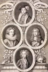 Eduardo VI, Enrique y Guillermo, duques de Gloucester, y Enrique, príncipe de Gales, c1700