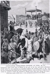 Constantino proclamado Emperador en York, 306 d.C., ilustración de 