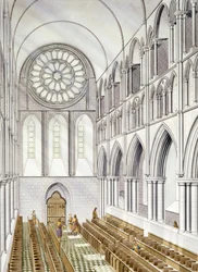 Interior de la iglesia de la abadía de Byland (acuarela sobre papel)