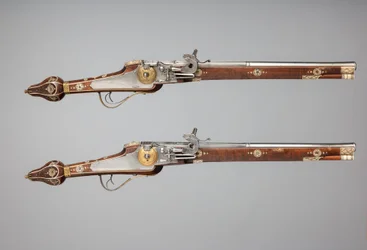 Par de pistolas de rueda hechas para la guardia del príncipe-elector de Sajonia, Alemania, c. 1610