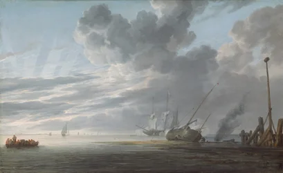 Estuario al final del día, c.1640-1645 (óleo sobre tabla)