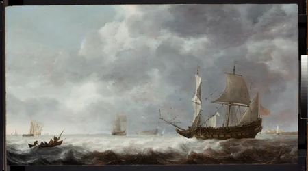 Paisaje marino, una brisa cerca de un puerto holandés, c.1640