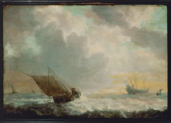Paisaje marino (pintura sobre madera)
