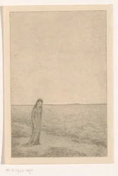 Mujer en paisaje plano