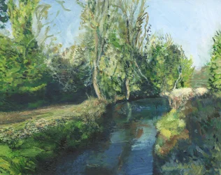 Arroyo Latchmere, Ham Common (óleo sobre tabla)