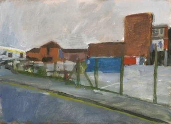 Edificio de almacenamiento, supermercado y central telefónica 2024 (pintura)