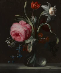 Flores en un jarrón, c.1669 (óleo sobre madera)