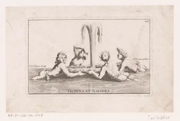 Fonteinsculptuur van tritonen en naïaden Tritones y Náyades. (título en el objeto) Colección de estatuas, grupos, fuentes, términos, jarrones y otros adornos magníficos del castillo y parque de Versalles (título de la serie)