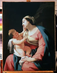 La Virgen y el Niño (Virgen y el Niño). Pintura de Simon Vouet (1590-1649). Óleo sobre lienzo, 99,1 x 76,5 cm, principios del siglo XVII. Escuela francesa, arte barroco. Museo del Hermitage, San Petersburgo.