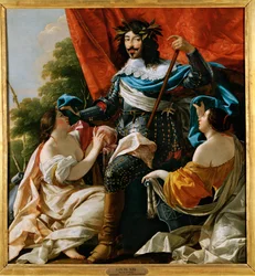 Luis XIII entre dos mujeres que simbolizan Francia y Navarra ...