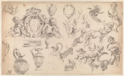 Estudio para una decoración con putti y ornamentos