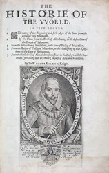 Página de título de La Historia del Mundo por Sir Walter Raleigh, siglo XVII