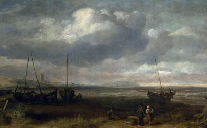 Mar en Scheveningen con barcos de pesca