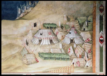 Conmemoración de Guidoriccio da Fogliano en el sitio de Montemassi (detalle del campamento militar)
