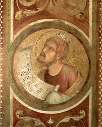 Maestà: Malaquías, (detalle) del marco