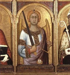 San Miguel, detalle del retablo de SS Geminianus, Miguel y Agustín, c.1319 (detalle)