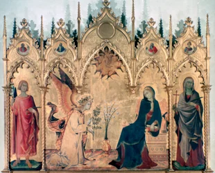 La Anunciación y dos santos, 1333