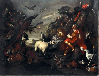 Orfeo y los animales. Pintura del entorno de Sinibaldo Scorza Génova, Musei di Strada Nuova