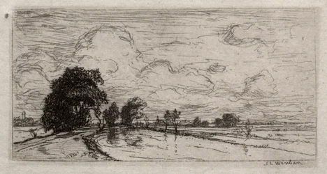 Paisaje inundado con árboles