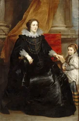 Retrato de una dama distinguida con su hija, ca 1632