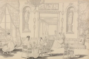 Álbum de 30 vistas en el Tirol e Italia: Boudoir Circular en Casino Pecori 10 Oct.er 1841