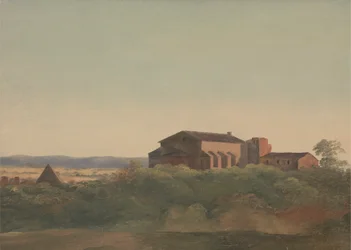 Vista de la iglesia de Santa Sabina y de la pirámide de Cestio, Roma