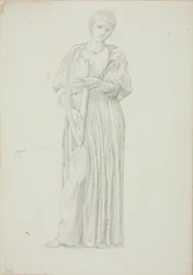 Figura de Mujer Tocando un Arpa
