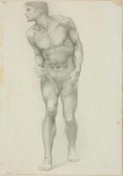 Hombre Desnudo de Pie con Rostro de Perfil