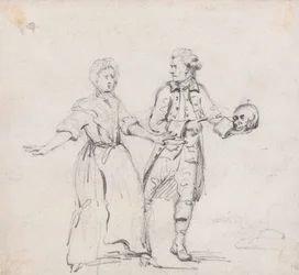 Dos figuras con una calavera