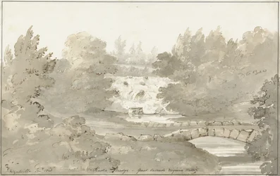 Diseño para puente rústico debajo de la cascada, Virginia Water