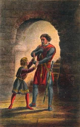 Arthur habla en King John: Acto IV, Escena I, c. 1875