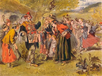 Autolycus canta en El cuento de invierno: Acto IV, Escena III, c. 1875