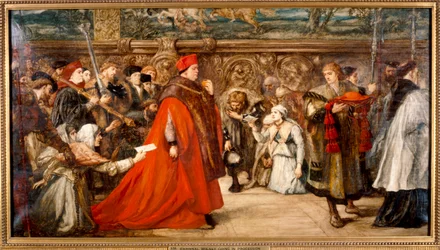 El cardenal Wolsey, canciller de Inglaterra, en su camino a Westminster Hall, 1887