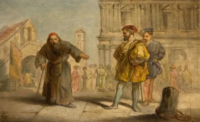 Escena de El Mercader de Venecia de Shakespeare