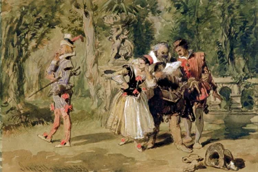 Sir Andrew Aguecheek escribe un desafío, 1859